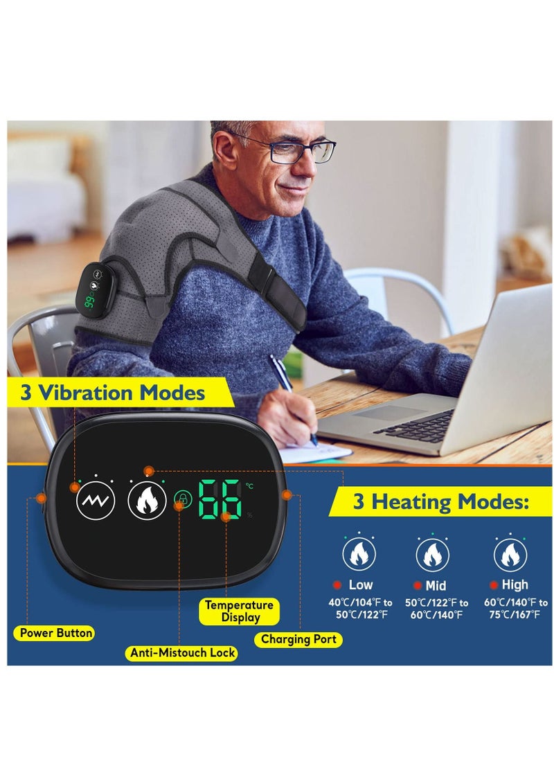 Arabest - Cordless Shoulder Heating Pad, Heated Shoulder Wrap, Shoulder Support with 3 Heat and Vibration Modes - Image 1