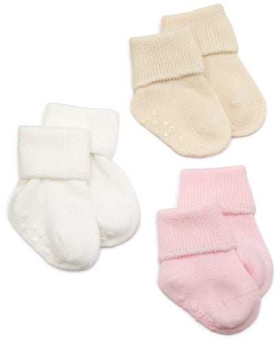 Jefferies Socks Organic Cotton Turn Cuff Sock, 3 Pack, Light Pink/Natural/White, 3-12 Months - Image 4
