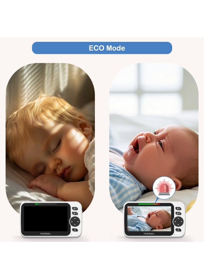 Hellobaby HB6352 No WiFi Baby Monitor 5" Screen 30-Hour Battery Pan-Tilt-Zoom Video Upgrade with Camera and Audio, Night Vision, VOX, 2-Way Talk, 8 Lullabies and 1000ft Range - Image 4