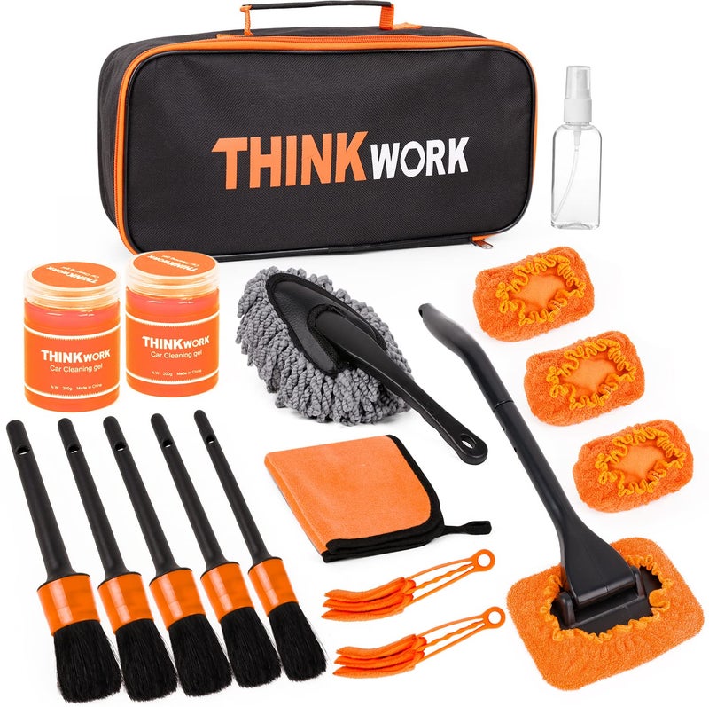 THINKWORK Windshield Cleaner Tool Car Detailing Kit Interior Car Cleaning Kit Interior and Exterior Detail Brush Auto Supplies Accessories for Men Women - Image 3
