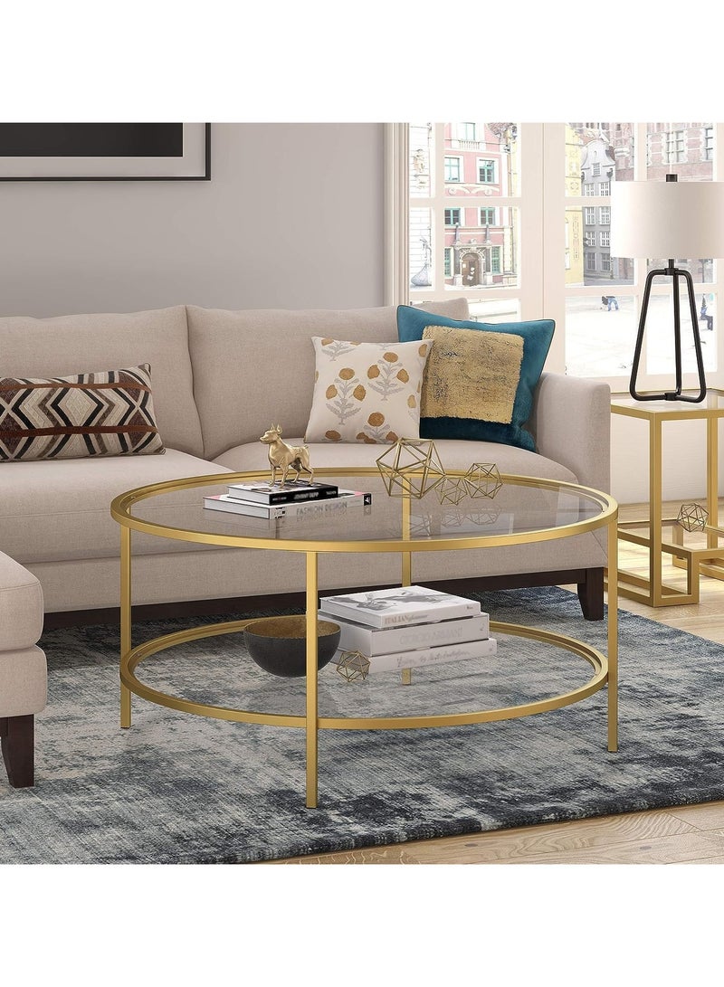 LINGWEI Tempered Glass Coffee Table Round Coffee Table Nested Table Tea Table End Side Table Sofa Table For Living Room Home Office - Image 2