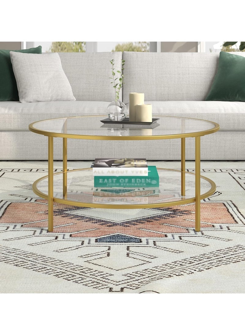 LINGWEI Tempered Glass Coffee Table Round Coffee Table Nested Table Tea Table End Side Table Sofa Table For Living Room Home Office - Image 3