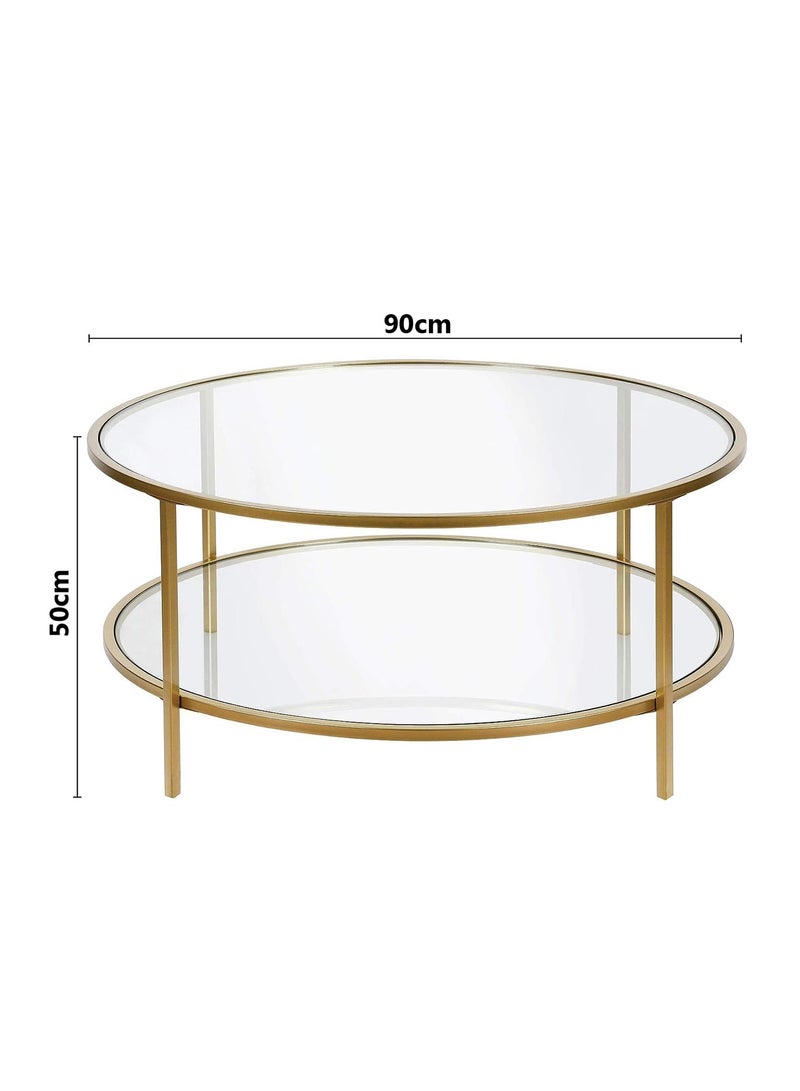 LINGWEI Tempered Glass Coffee Table Round Coffee Table Nested Table Tea Table End Side Table Sofa Table For Living Room Home Office - Image 4