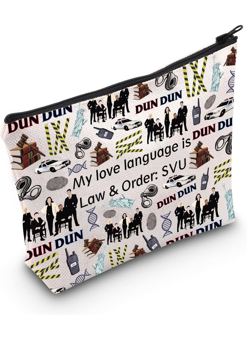 WCGXKO - WCGXKO TV Show Inspired Gift My Love Language Is Law & Order: SVU Zipper Pouch Makeup Bag (B-Love Language SVU), beige - Image 1
