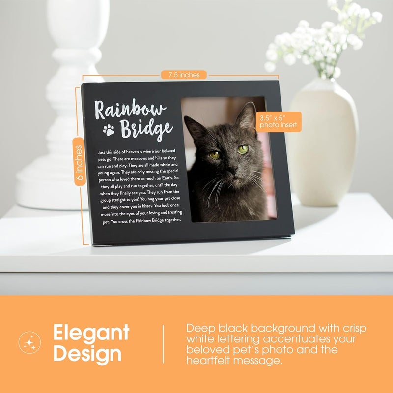 pearhead Rainbow Bridge Pet Keepsake Picture Frame, Wooden Photo Frame for Pet Owners, Memorial Frame and Inspirational Pet Loss Gift with Poem, 3.5x5 Inch Photo, Black - Image 2