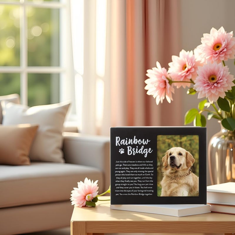 pearhead Rainbow Bridge Pet Keepsake Picture Frame, Wooden Photo Frame for Pet Owners, Memorial Frame and Inspirational Pet Loss Gift with Poem, 3.5x5 Inch Photo, Black - Image 5