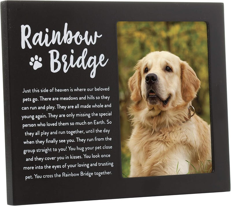 pearhead Rainbow Bridge Pet Keepsake Picture Frame, Wooden Photo Frame for Pet Owners, Memorial Frame and Inspirational Pet Loss Gift with Poem, 3.5x5 Inch Photo, Black - Image 1