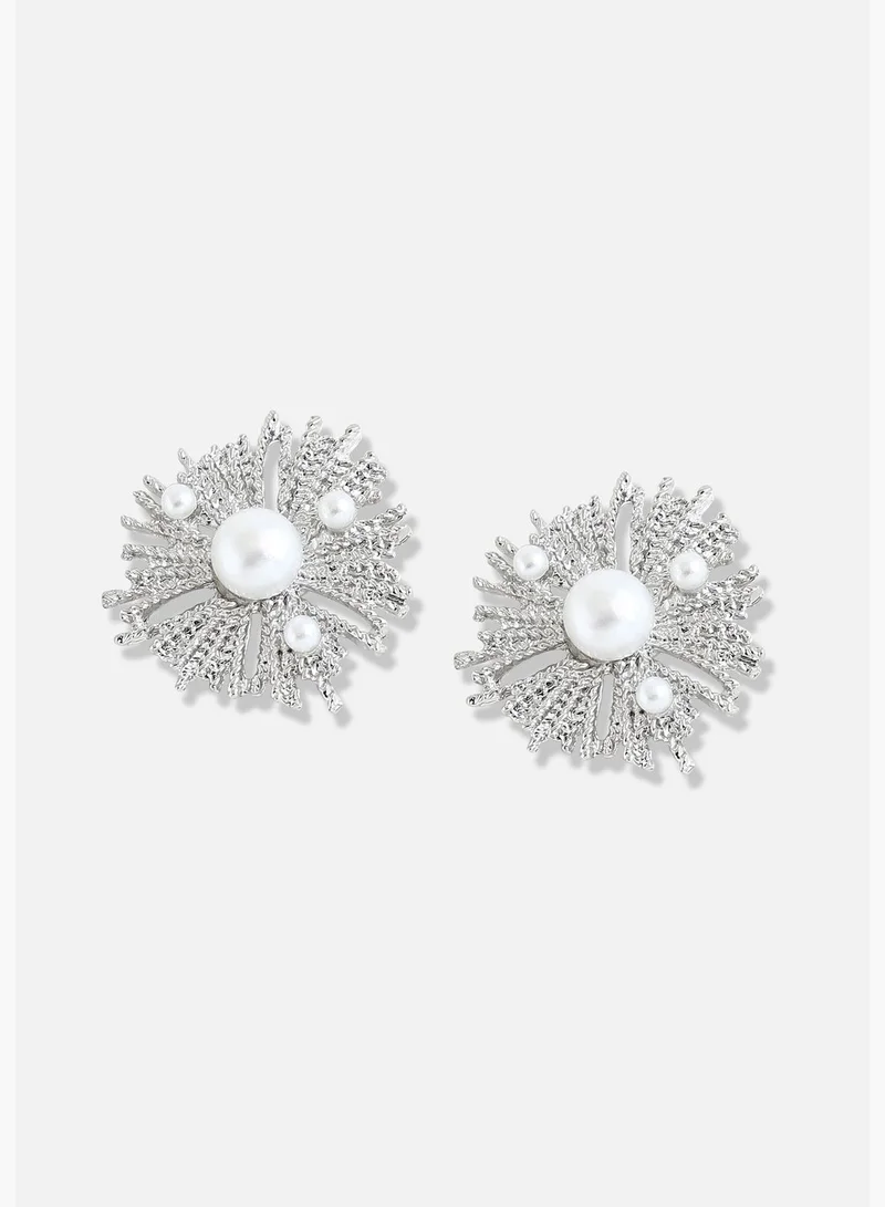 SOHI Silver Plated Designer Party Necklace and Earring Set For Women