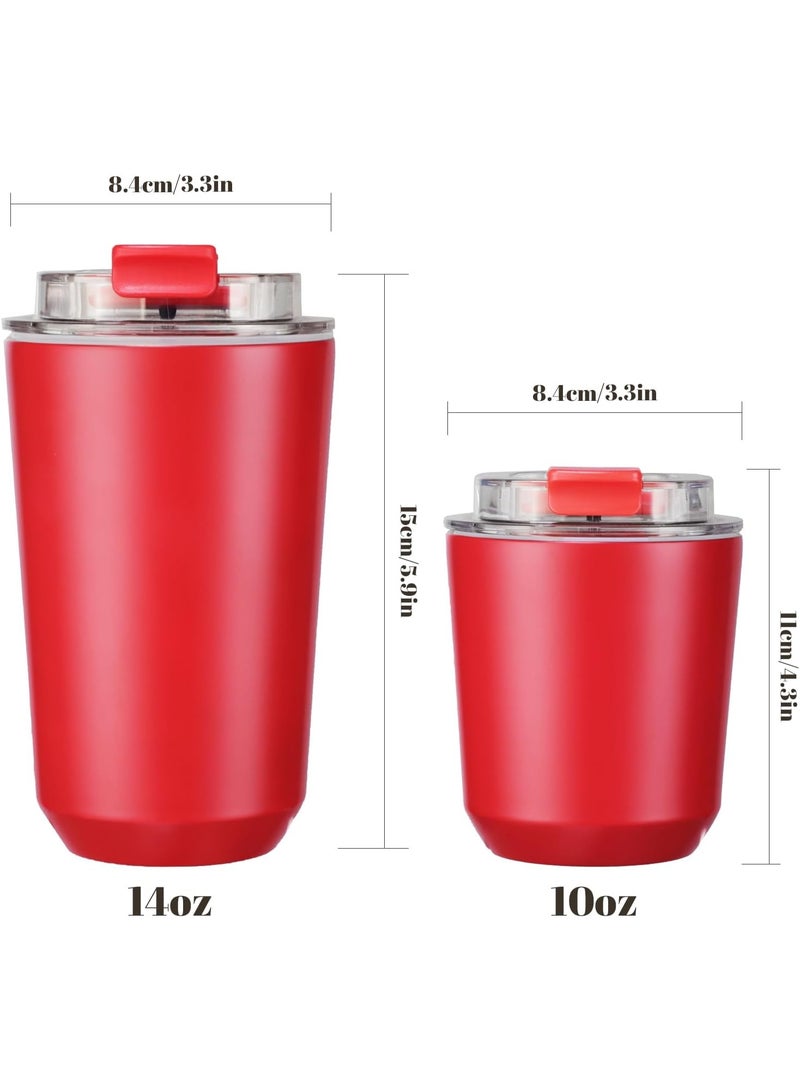 Insulated mug with lid, 14 oz travel coffee mug, stainless steel vacuum flask, leak-proof, reusable double-walled coffee mug, suitable for hot and cold drinks, red. - Image 5