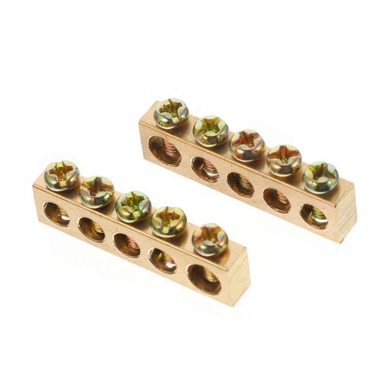 Screw Terminal Block Connector 10 Pcs Grounding Bar Electrical Distribution Cabinet Golden 4X1 5CM - Image 2