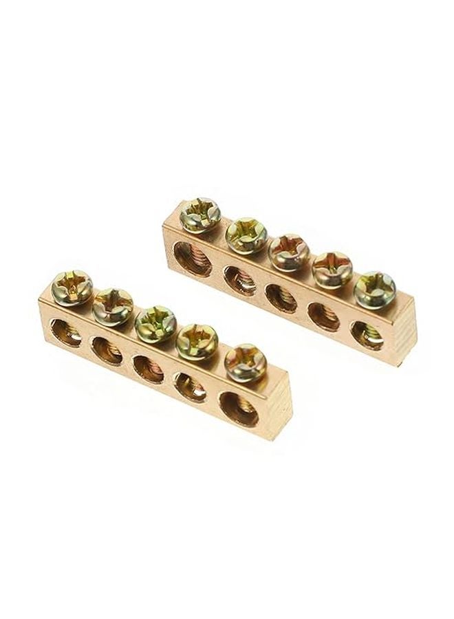 Screw Terminal Block Connector 10 Pcs Grounding Bar Electrical Distribution Cabinet Golden 4X1 5CM - Image 1
