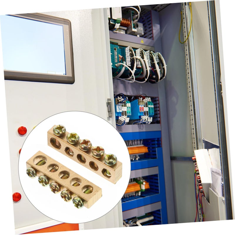 Screw Terminal Block Connector 10 Pcs Grounding Bar Electrical Distribution Cabinet Golden 4X1 5CM - Image 5