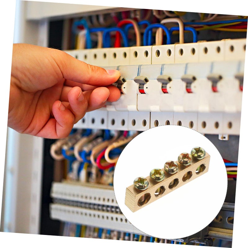 Screw Terminal Block Connector 10 Pcs Grounding Bar Electrical Distribution Cabinet Golden 4X1 5CM - Image 4