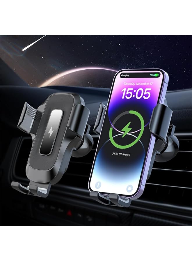 إيروريكس حامل هاتف للسيارة شاحن لاسلكي 15 وات شحن سريع تثبيت تلقائي حامل هاتف للسيارة شاحن فتحة تهوية لهاتف Iphone14 13 12 11 لهاتف Samsung Galaxy S23 S22 S21 S20 - Image 1