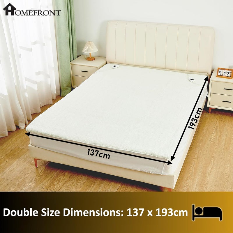 Homefront Electric Blanket Double Size Dual Control Premium Fleece Fully Fitted Heated Mattress Cover, Dual Control - Image 5