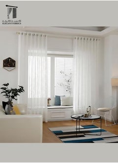 2-Piece Sheer Voile Rod Pocket Curtain White