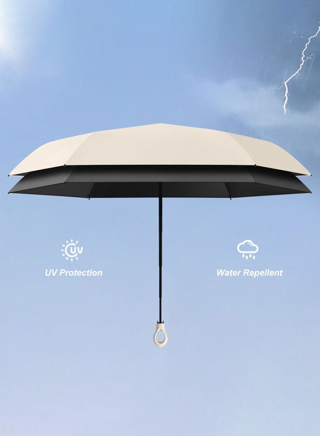 Hanayo Mini Umbrella UV Protection Parasol Umbrella Lightweight Portable Anti-Umbrella for Women and Kids Rainy and Sunny Days Travel Size Umbrellas(Beige) - Image 5