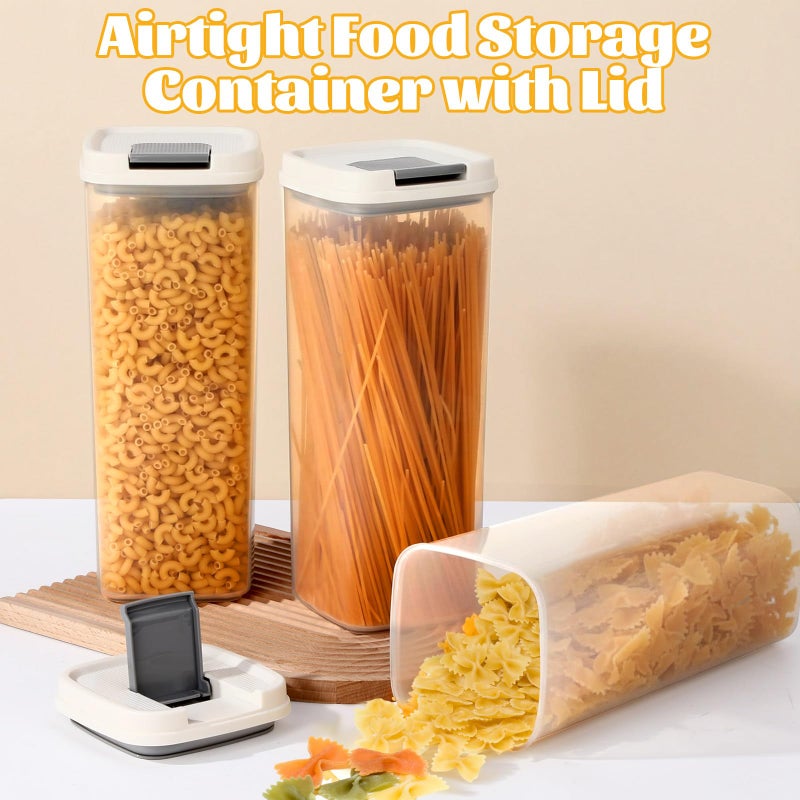 Blushtier 6 Pack 2.8L/2.96qt Spaghetti Storage Containers Airtight Food Storage Containers with Lid One-Handed Easy Open Top Clear Stackable Canister Jar for Noodle Pasta Pantry Kitchen(White) - Image 4