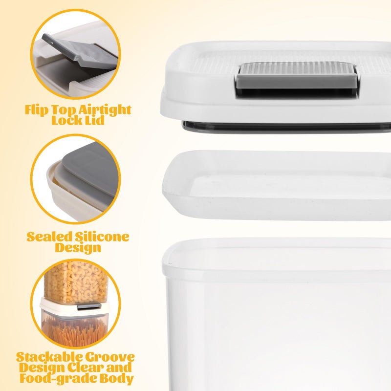 Blushtier 6 Pack 2.8L/2.96qt Spaghetti Storage Containers Airtight Food Storage Containers with Lid One-Handed Easy Open Top Clear Stackable Canister Jar for Noodle Pasta Pantry Kitchen(White) - Image 3