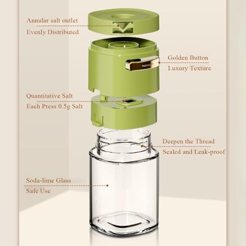 SKYTONE Salt and Pepper Shakers 1 Pcs, Precise Quantitative Salt Shaker with Clear Glass - 0.5g Salt per Press, Salt and Pepper Set for Cooking Table Camping RV Outdoor BBQ (1, Regular Jar) - Image 2