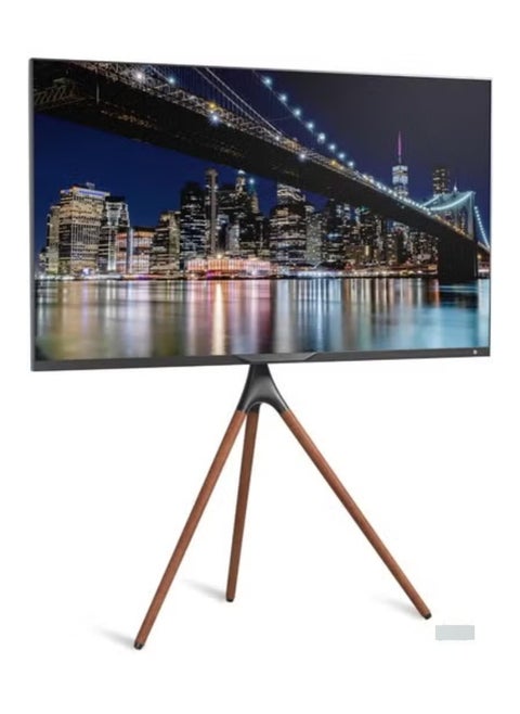 Height Adjustable TV Stand Tripod Base for 45-70 inch LED, LCD, OLED Flat Screen TVs – Portable TV Floor Stand with 180° Swivel, Cable Management Ties, and Strong Support up to 55lbs – Ideal for Bedroom, Living Room, Studio in Brown