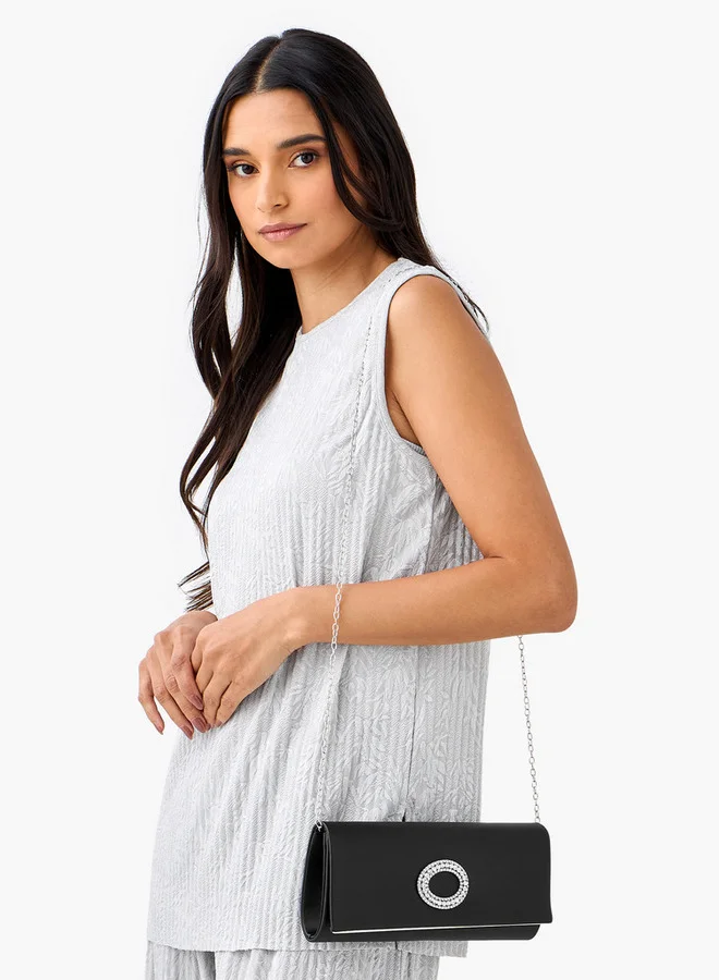 Flora Bella By Shoexpress Embellished Clutch with Chain Strap