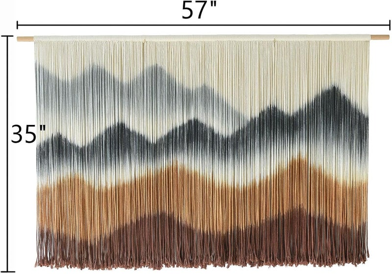 IOWER Season change compatible build Macrame Wall Hanging Mountain Wall Art Dip-Dyed Macrame Wall Decor Modern Wall Decor Fiber Wall Art Craftsmanship 57" Wx35 L Durability boosted processed material - Image 5