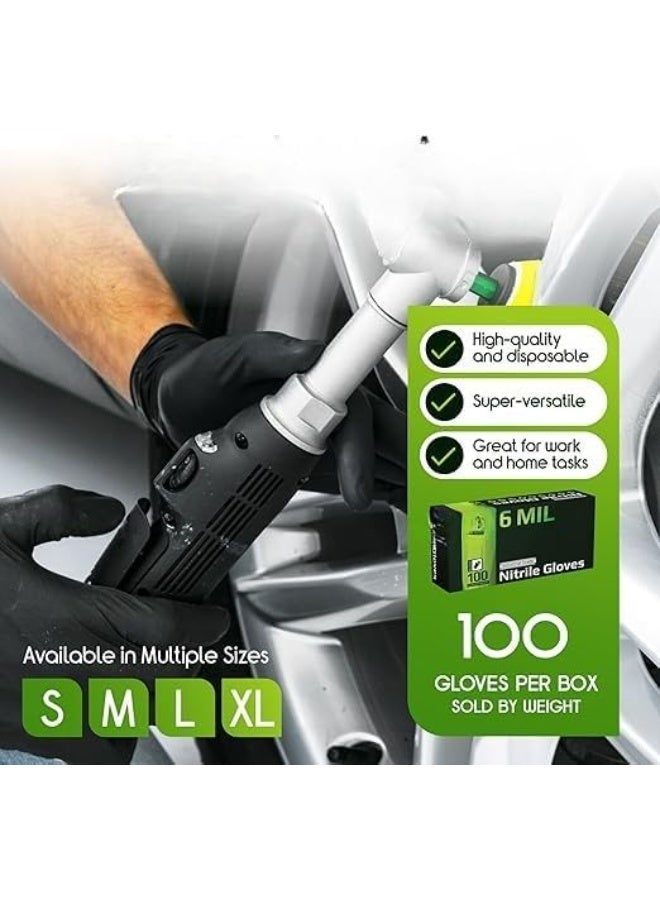 Heavy Duty Nitrile Examination Gloves - Black, 6 Mil, 100 pcs, Powder-Free Disposable Gloves for Food Handling, Cleaning & Professional Use - Image 4