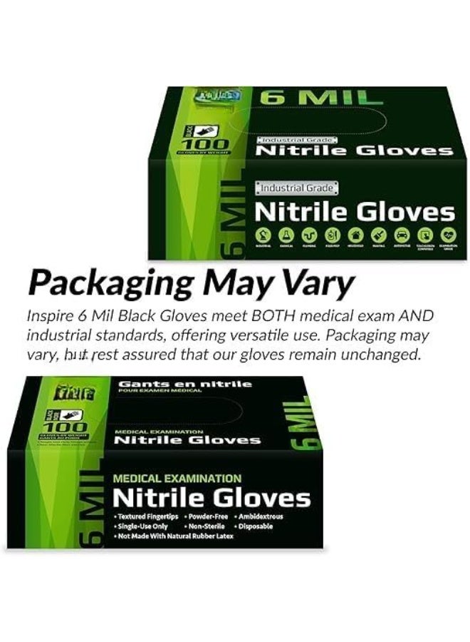 Heavy Duty Nitrile Examination Gloves - Black, 6 Mil, 100 pcs, Powder-Free Disposable Gloves for Food Handling, Cleaning & Professional Use - Image 3