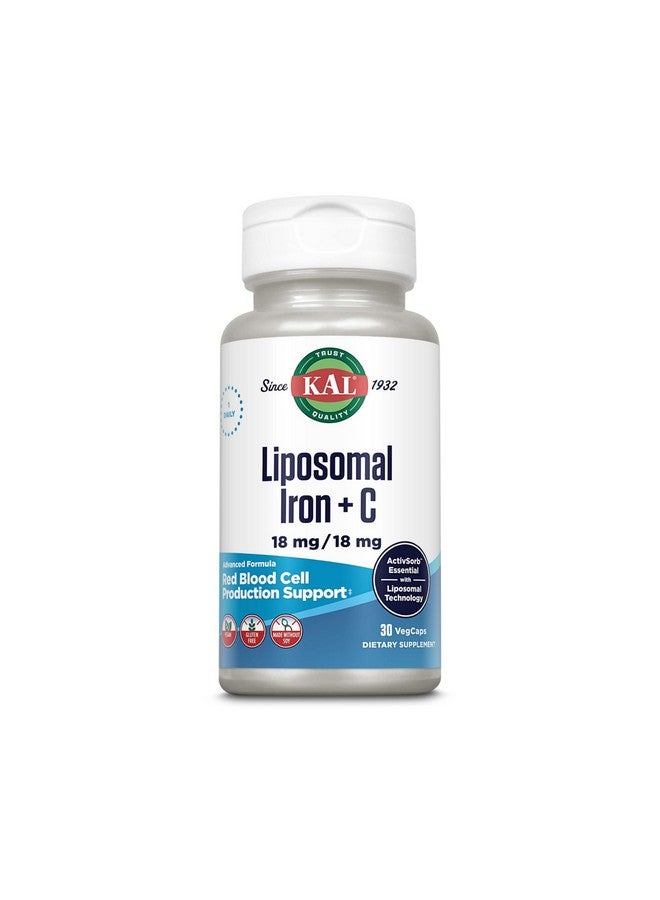 KAL Liposomal Iron Supplement with Liposomal Vitamin C, Iron Supplement for Women and Men, High Absorption, Gentle Iron Pills, Vegan, Gluten Free, 30 Servings, 30 VegCaps - Image 1