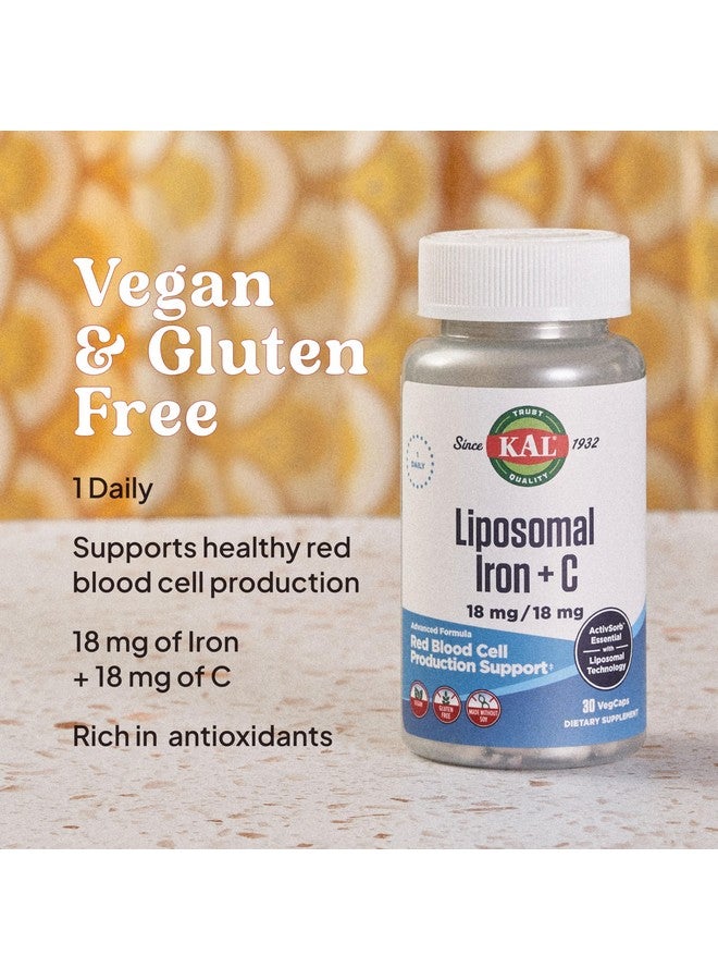KAL Liposomal Iron Supplement with Liposomal Vitamin C, Iron Supplement for Women and Men, High Absorption, Gentle Iron Pills, Vegan, Gluten Free, 30 Servings, 30 VegCaps - Image 4