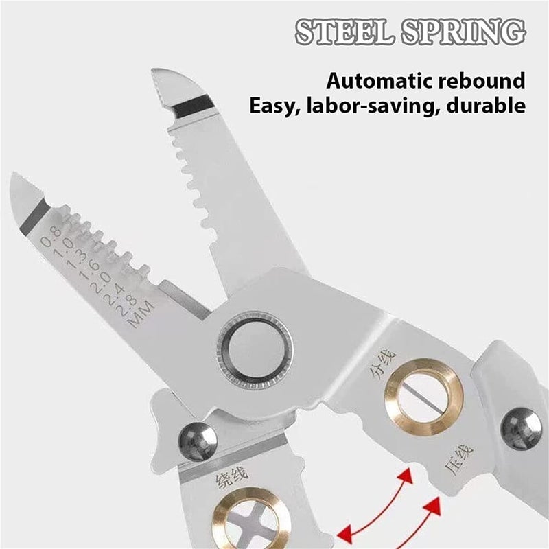 Multifunction Wire Plier Tool, Multi-Functional Wire Splitting Pliers, Stainless Steel Electrical Stripping Tool Wire Stripper Pliers, Wire Stripper Tool, Cable Cutters (Silver) - Image 2