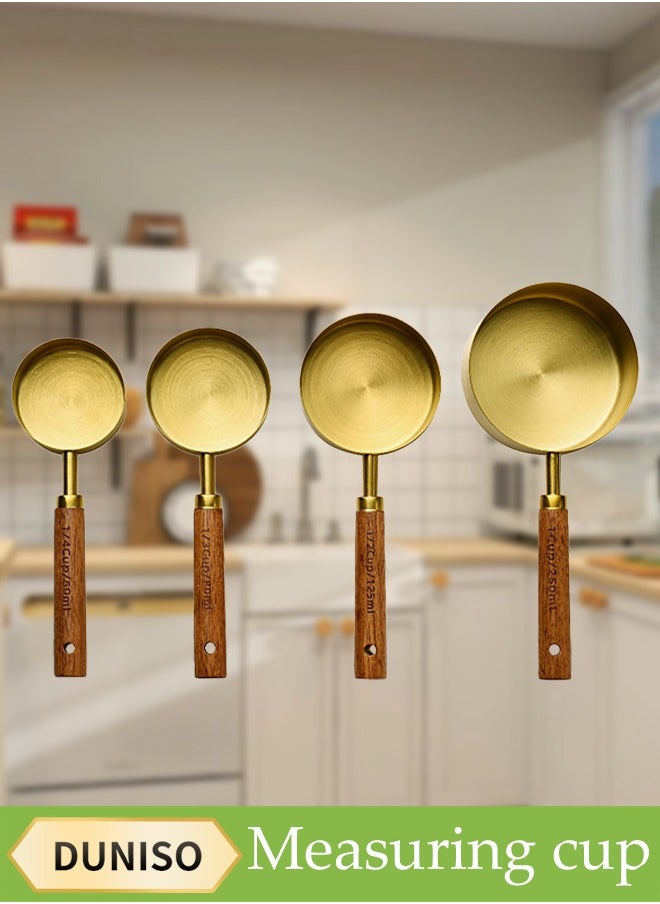 DUNISO 4 Pcs Measuring Cups Set, Stainless Steel Measuring Cups For Drying Or Liquids, Measuring Cups With Hanging Holes,Mirror Polishing，Suitable For Home Baking And Cooking  - Image 1