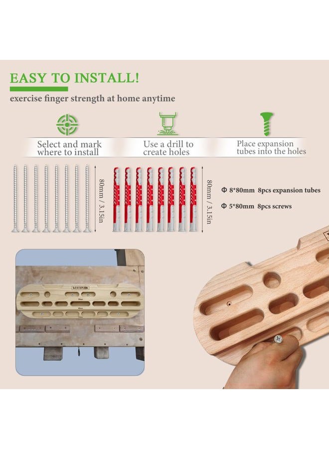 VERTIPEAK Wooden Hangboard Rock Climbing, Climbing Fingerboard with Mounting Kit for Hanging Practice, Finger Strength and Pull Up, and Bouldering Gift for Climbers (Basic) - Image 4