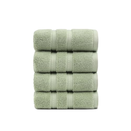Simple&Opulence 4 Pcs Premium Hand Towels 16"x28", 600 GSM 100% Ring Spun Cotton, Highly Absorbent, Ultra-Plush & Durable Towels Set for Bathroom, Gym, Spa, Shower, Hotel (Sage Green)