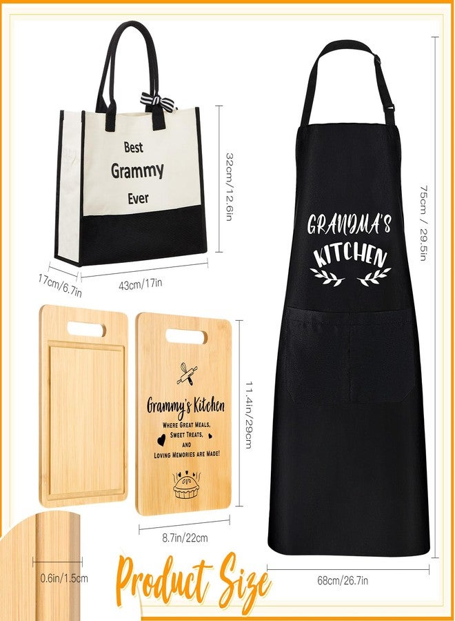 Reallnaive 13 Pcs Grammy Kitchen Cooking Gifts Set Includes 1 Apron 1 Tote Bag 1 Cutting Board 2 Tea Towels 1 Oven Mitt 2 Pot Holders 5 Bamboo Cooking Spatulas Grammy Baking Gifts for Birthday - Image 3