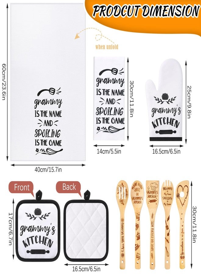 Reallnaive 13 Pcs Grammy Kitchen Cooking Gifts Set Includes 1 Apron 1 Tote Bag 1 Cutting Board 2 Tea Towels 1 Oven Mitt 2 Pot Holders 5 Bamboo Cooking Spatulas Grammy Baking Gifts for Birthday - Image 2