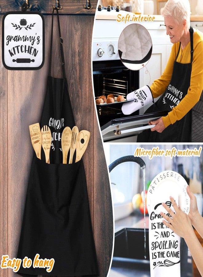 Reallnaive 13 Pcs Grammy Kitchen Cooking Gifts Set Includes 1 Apron 1 Tote Bag 1 Cutting Board 2 Tea Towels 1 Oven Mitt 2 Pot Holders 5 Bamboo Cooking Spatulas Grammy Baking Gifts for Birthday - Image 4