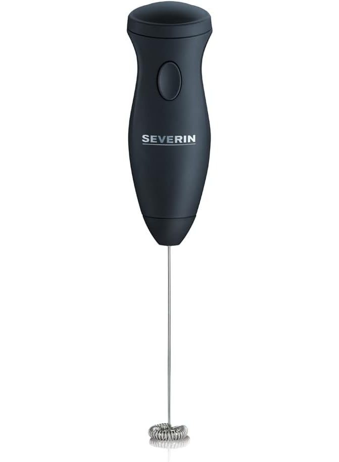 Severin Milk frother stick, compact milk frother made of stainless steel, electric milk frother with battery operation and easy handling, includes 2 batteries, black, SM 3590