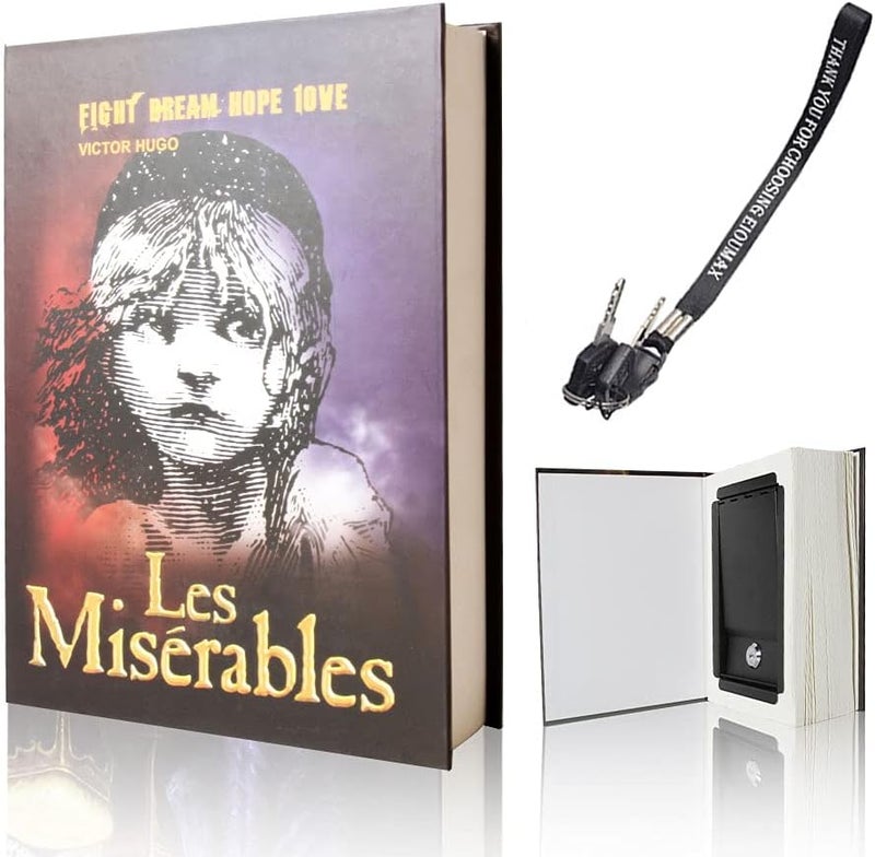 EIOUMAX Booksafe Diversion Secret Real Book Hidden Safe with Key Lock Real Paper Book Locking-Les Miserables - Image 1