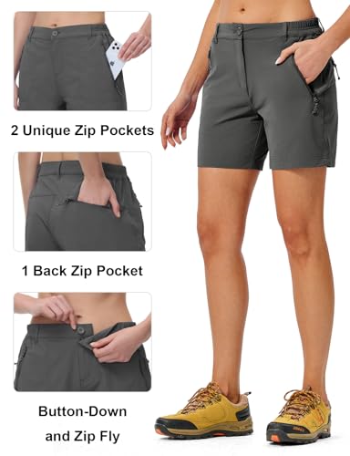 TBMPOY Womens 6" Hiking Cargo Shorts Quick Dry with Pockets Lightweight Work Golf Short Outdoor Active Summer for Women Dark Grey M - Image 5