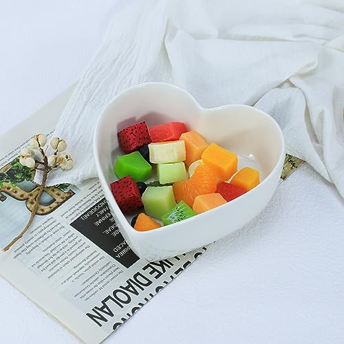 WAIT FLY Heart-shaped Bowls for Salad Soup Snack Dessert Best Kitchen Household Cooking Gifts for Home Kitchen, White - Image 3