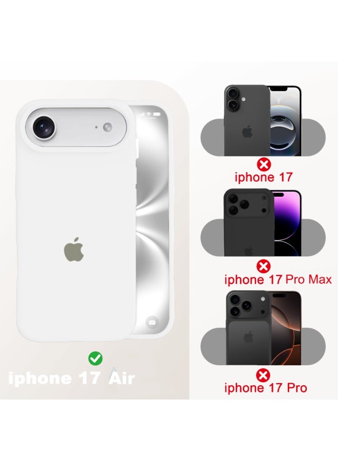 أوللاي غطاء سيليكون سائل لهاتف iPhone   Air، غطاء هاتف ناعم الملمس يحمي الجسم بالكامل ومقاوم للخدش والصدمات مزود بزر التحكم في الكاميرا، غطاء خلفي رفيع مقاوم للخدش ومريح في الحمل ومقاوم لبصمات الأصابع، أبيض - Image 2