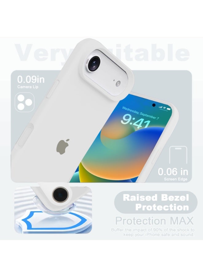 أوللاي غطاء سيليكون سائل لهاتف iPhone   Air، غطاء هاتف ناعم الملمس يحمي الجسم بالكامل ومقاوم للخدش والصدمات مزود بزر التحكم في الكاميرا، غطاء خلفي رفيع مقاوم للخدش ومريح في الحمل ومقاوم لبصمات الأصابع، أبيض - Image 4