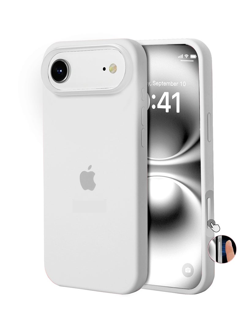 أوللاي غطاء سيليكون سائل لهاتف iPhone   Air، غطاء هاتف ناعم الملمس يحمي الجسم بالكامل ومقاوم للخدش والصدمات مزود بزر التحكم في الكاميرا، غطاء خلفي رفيع مقاوم للخدش ومريح في الحمل ومقاوم لبصمات الأصابع، أبيض - Image 1