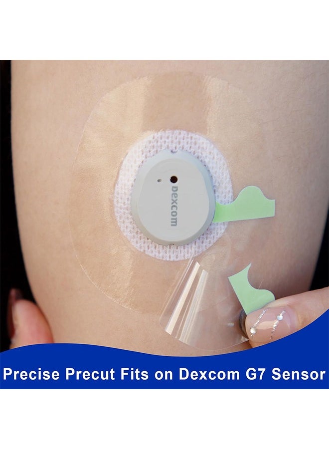 30Pcs Dexcom G7 Adhesive Patches, Waterproof G7 Overpatches Sensor Covers with Hole, Transparent CGM Protection Tape 10 Days Long Stay Latex-Free Breathable Hypoallergenic Sweat-proof