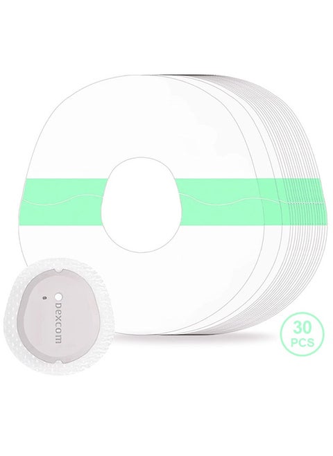 30Pcs Dexcom G7 Adhesive Patches, Waterproof G7 Overpatches Sensor Covers with Hole, Transparent CGM Protection Tape 10 Days Long Stay Latex-Free Breathable Hypoallergenic Sweat-proof