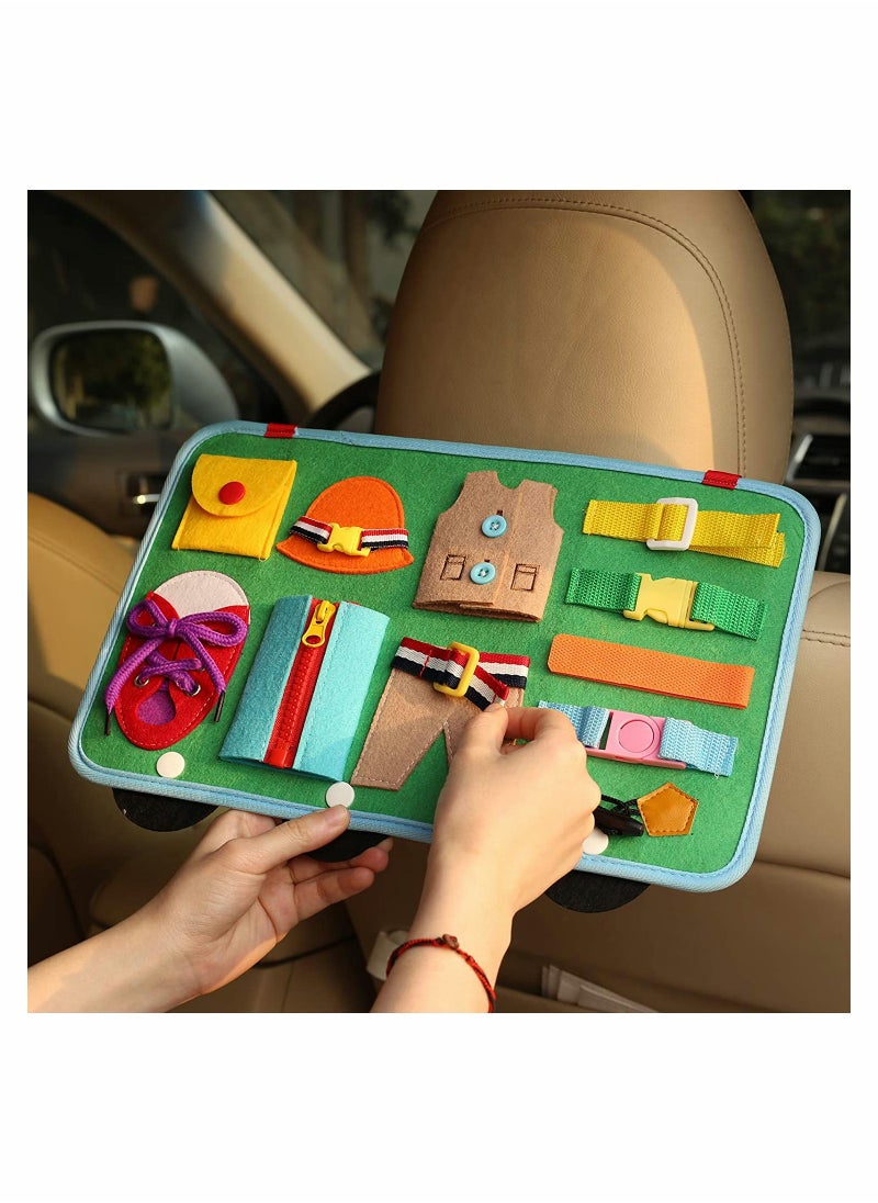 Toddler Busy Board 14 in 1 Activity Board, Montessori Sensory Toy for Fine Motor Skills, Learning Toy for Airplane or Car Travel, Preschool Educational Gift for Kids, Garbage Car Style  - Image 2