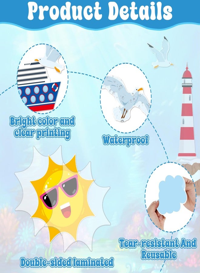 Justforjoyful مجموعة لوحة إعلانات بطابع بحري، قصاصات إبحار، زينة صفية، قصاصات صور بحرية يمكنك صنعها بنفسك، مناسبة لموضوع رحلات الصيف البحرية، العودة إلى المدرسة، المكتب، المكتب المنزلي، لوازم الجدران والأبواب - Image 3
