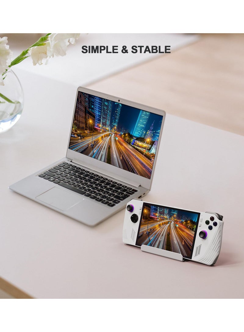 Frosted Aluminum Alloy Stand Base Holder for ASUS Rog Ally and Steam Deck with SD Card Slots and Anti-Slip Silicone Pad in White